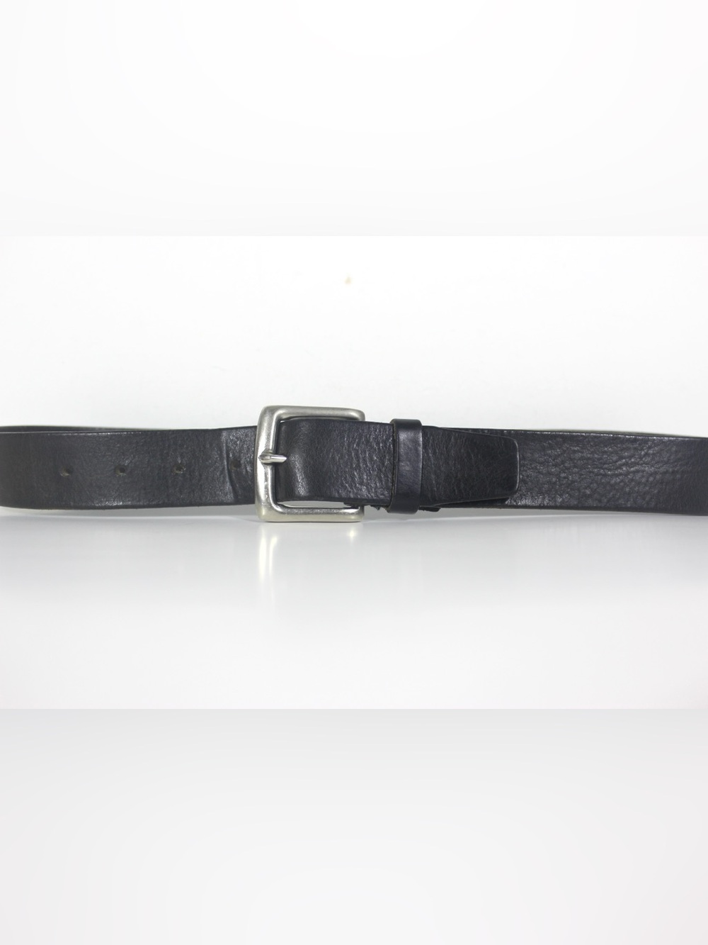 GAP Vintage Black Thick Leather Work Belt Square Silver Buckle